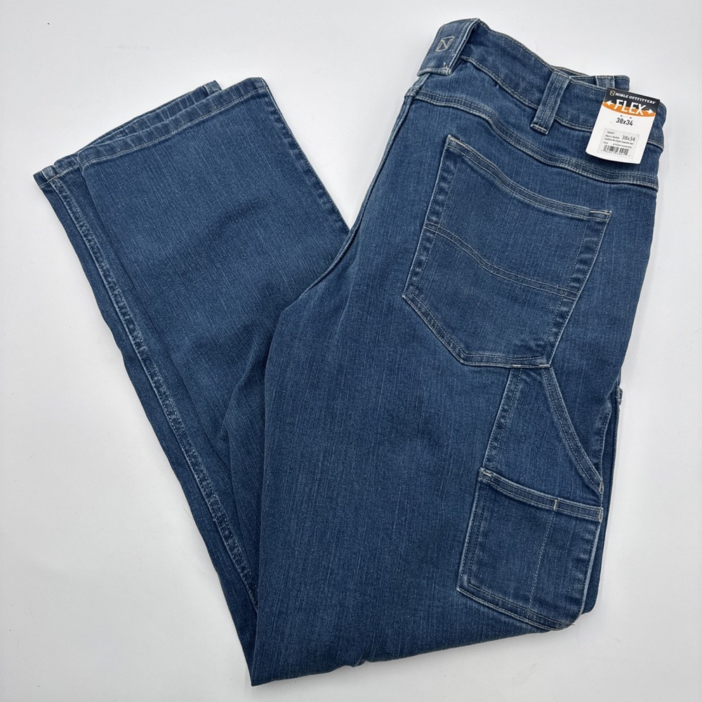 NOBLE OUTFITTERS Full Flex Canvas Cargo Jeans Men's Size 38x34 NEW Medium Wash